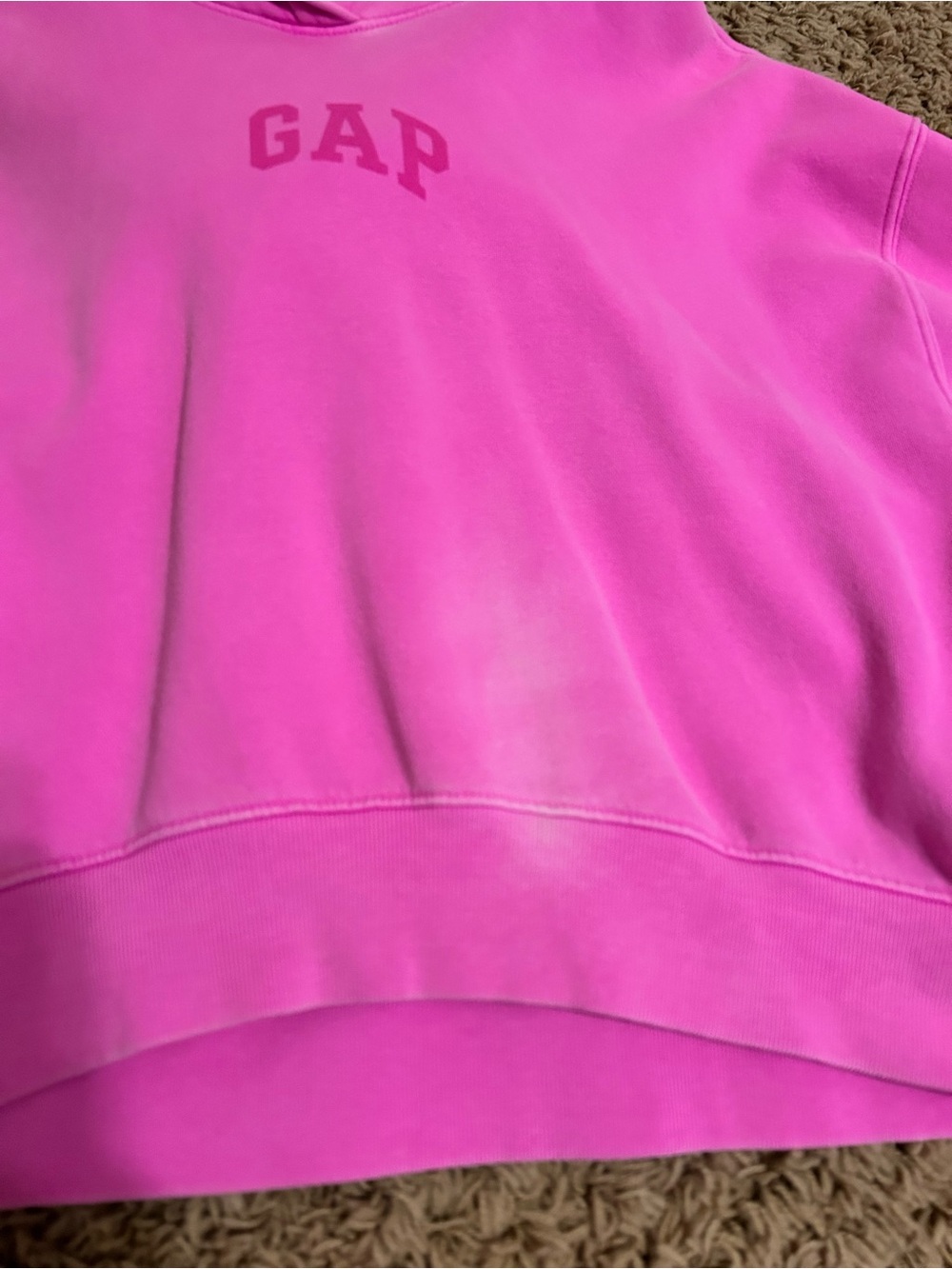 GAP neon pink arch logo cropped hoodie size XS - Picture 3 of 9